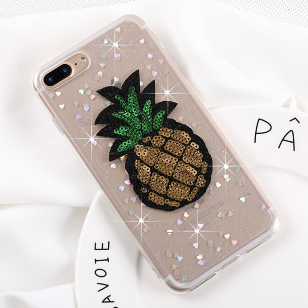 NEW iPhone 7/8/6+/6s+ Sequin Pineapple Soft Case - Picture 1 of 2